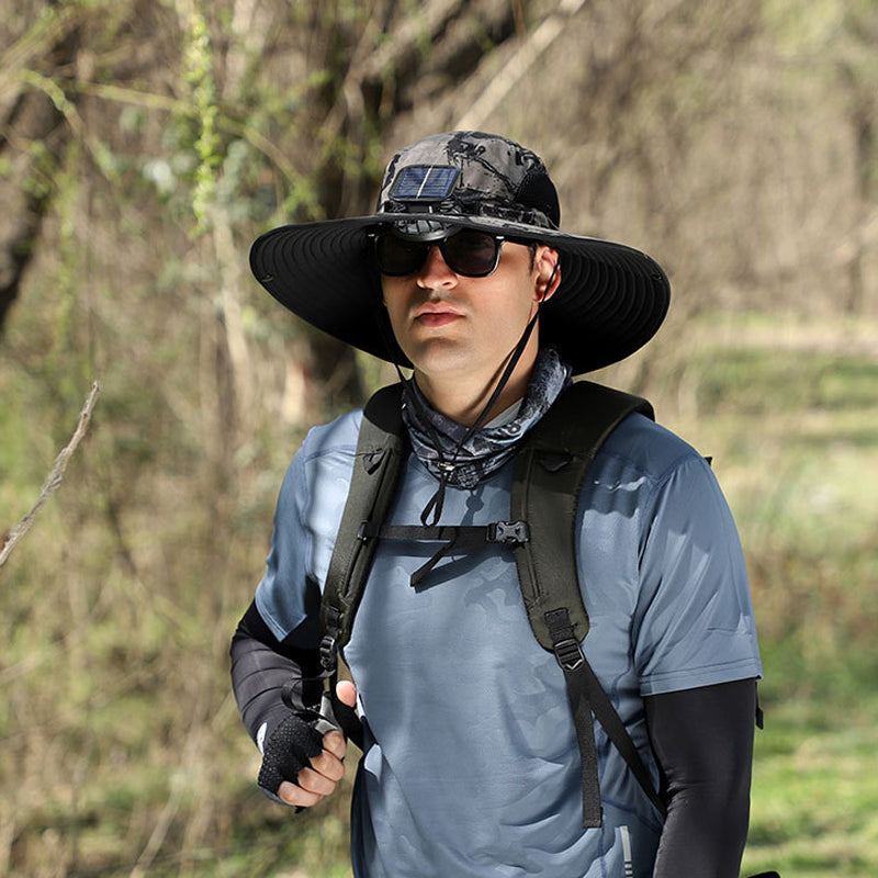 Solar & USB Charging Fan Outdoor Hat