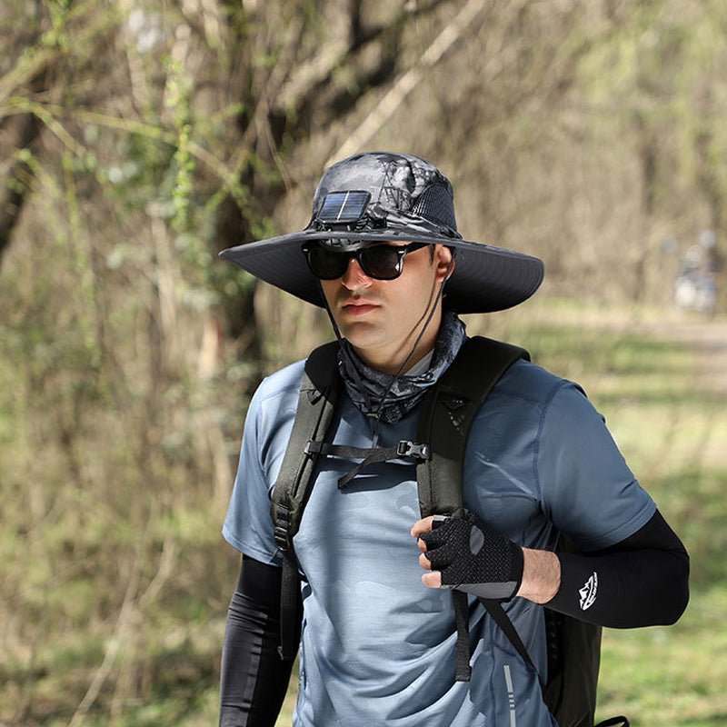 Solar & USB Charging Fan Outdoor Hat