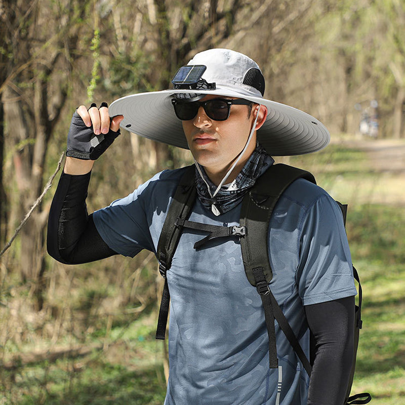 Solar & USB Charging Fan Outdoor Hat