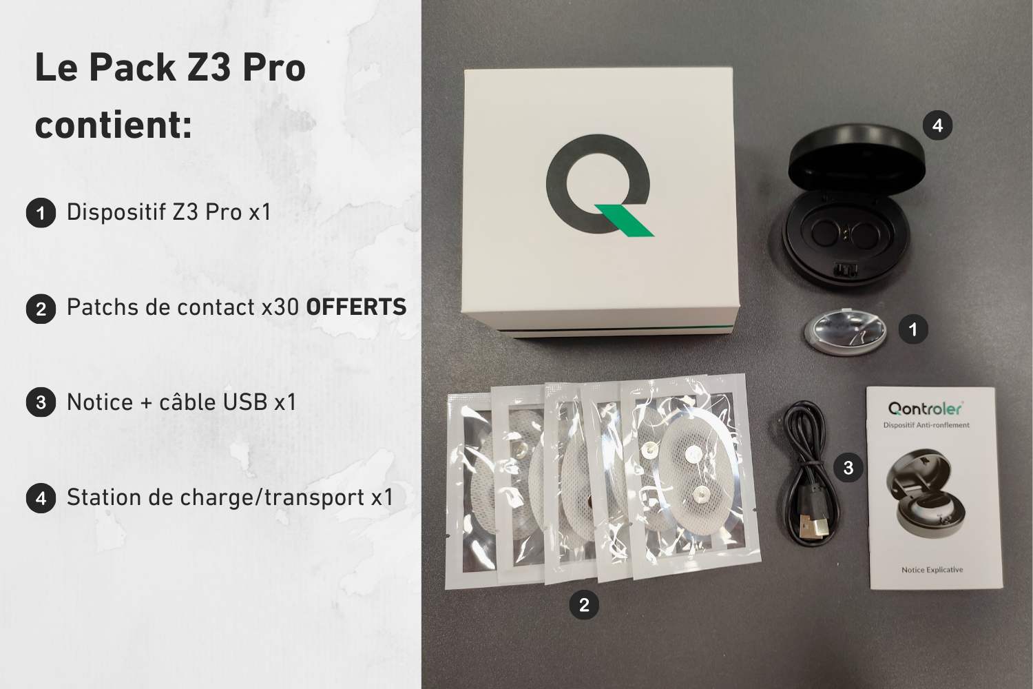 Qontroler Z3 Pro - Dispositif intelligent anti ronflement (+30 Patchs OFFERTS)