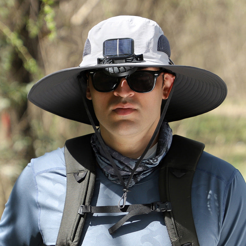 Solar & USB Charging Fan Outdoor Hat